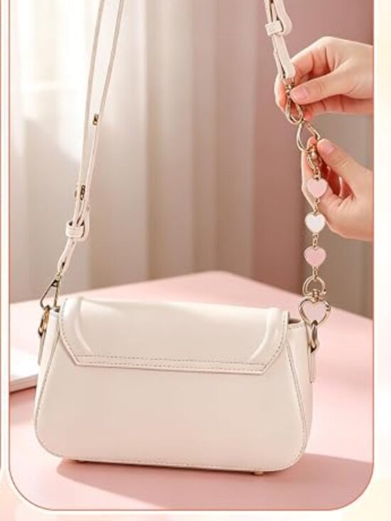 Accessories - Pink and White Heart Link Purse/ Wallet Metal Hanging Chain